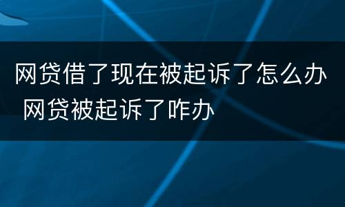 网贷借了现在被起诉了怎么办 网贷被起诉了咋办
