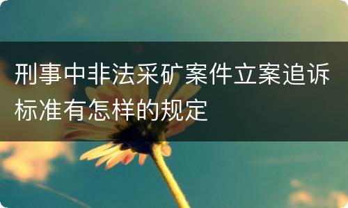 刑事中非法采矿案件立案追诉标准有怎样的规定