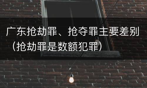 广东抢劫罪、抢夺罪主要差别（抢劫罪是数额犯罪）