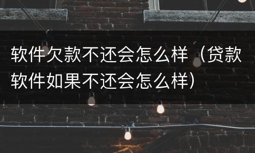 软件欠款不还会怎么样（贷款软件如果不还会怎么样）