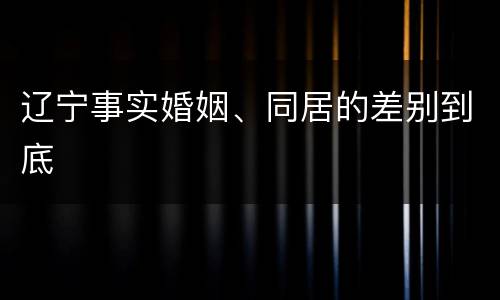 辽宁事实婚姻、同居的差别到底