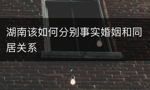 湖南该如何分别事实婚姻和同居关系