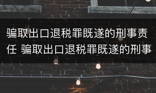 骗取出口退税罪既遂的刑事责任 骗取出口退税罪既遂的刑事责任主体