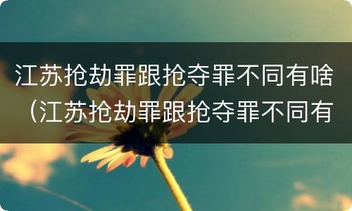 江苏抢劫罪跟抢夺罪不同有啥（江苏抢劫罪跟抢夺罪不同有啥区别）