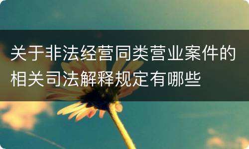 关于非法经营同类营业案件的相关司法解释规定有哪些