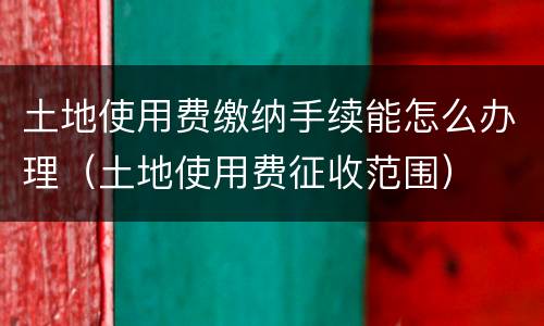 土地使用费缴纳手续能怎么办理（土地使用费征收范围）