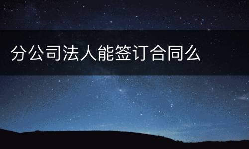 分公司法人能签订合同么