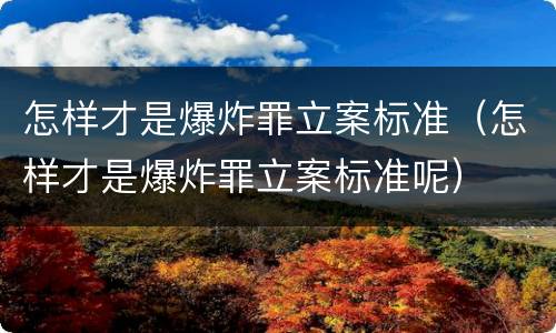 怎样才是爆炸罪立案标准（怎样才是爆炸罪立案标准呢）