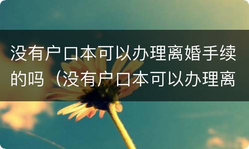 没有户口本可以办理离婚手续的吗（没有户口本可以办理离婚手续的吗怎么办）