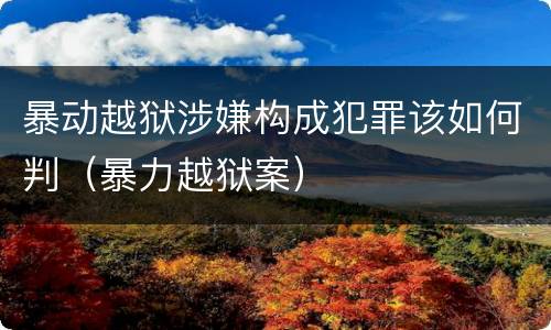 暴动越狱涉嫌构成犯罪该如何判（暴力越狱案）