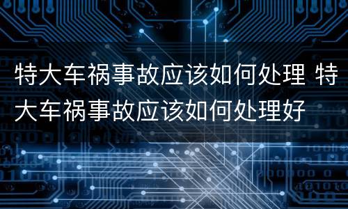 特大车祸事故应该如何处理 特大车祸事故应该如何处理好