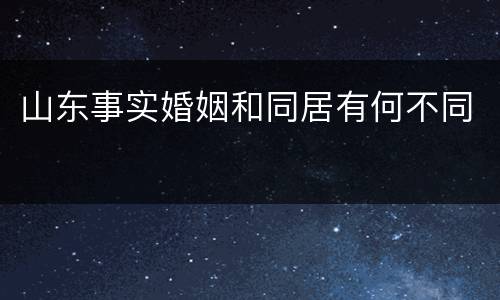 山东事实婚姻和同居有何不同