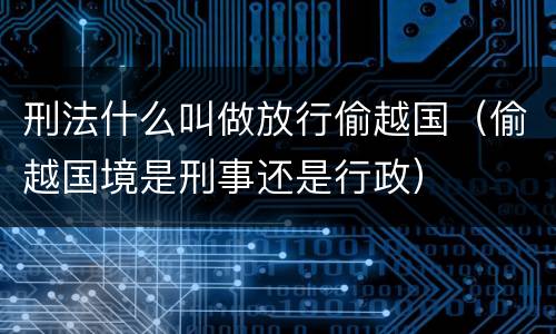刑法什么叫做放行偷越国（偷越国境是刑事还是行政）