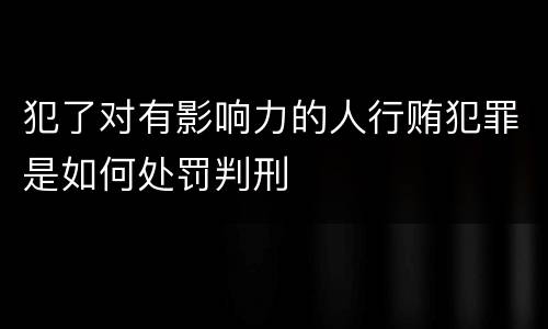犯了对有影响力的人行贿犯罪是如何处罚判刑
