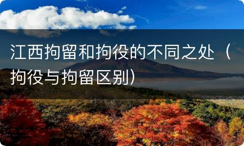江西拘留和拘役的不同之处（拘役与拘留区别）