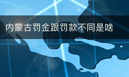 内蒙古罚金跟罚款不同是啥
