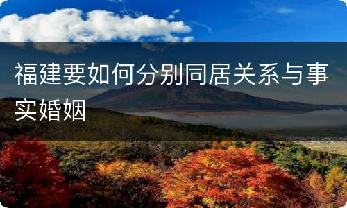 福建要如何分别同居关系与事实婚姻