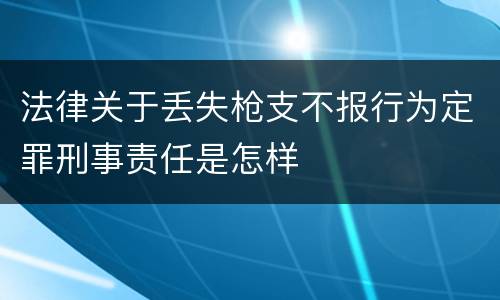 法律关于丢失枪支不报行为定罪刑事责任是怎样