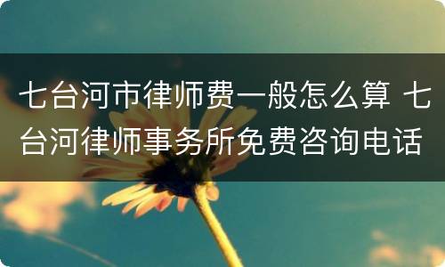 七台河市律师费一般怎么算 七台河律师事务所免费咨询电话