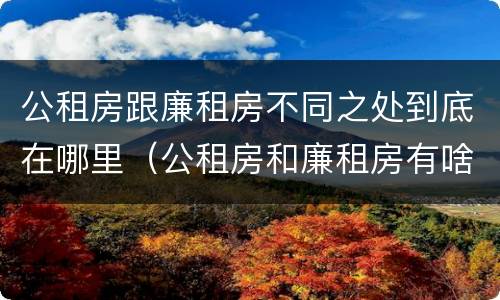 公租房跟廉租房不同之处到底在哪里（公租房和廉租房有啥不同）