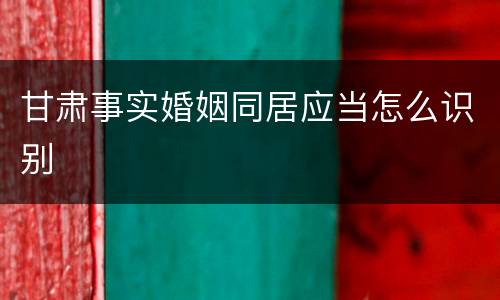 甘肃事实婚姻同居应当怎么识别