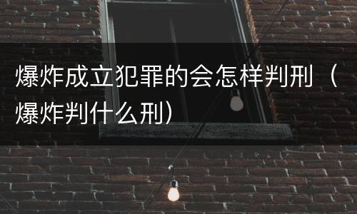 爆炸成立犯罪的会怎样判刑（爆炸判什么刑）