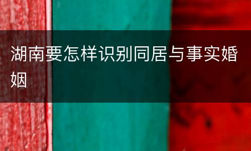 湖南要怎样识别同居与事实婚姻