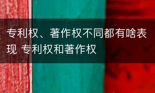 专利权、著作权不同都有啥表现 专利权和著作权