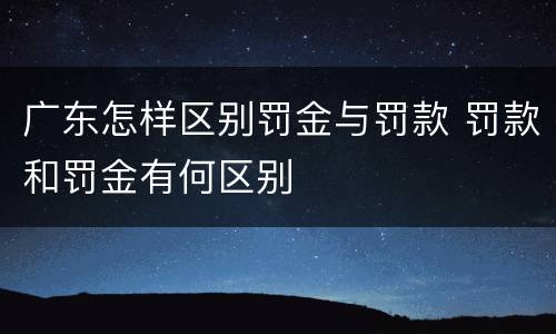 广东怎样区别罚金与罚款 罚款和罚金有何区别