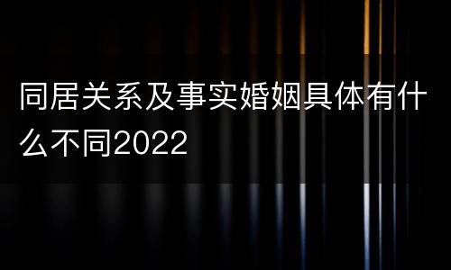 同居关系及事实婚姻具体有什么不同2022