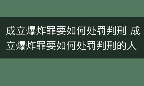 成立爆炸罪要如何处罚判刑 成立爆炸罪要如何处罚判刑的人
