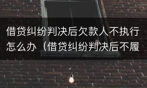 借贷纠纷判决后欠款人不执行怎么办（借贷纠纷判决后不履行）