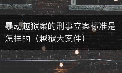 暴动越狱案的刑事立案标准是怎样的（越狱大案件）