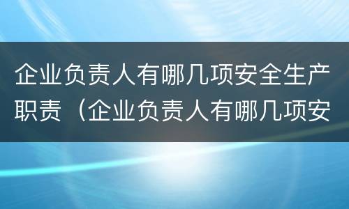 企业负责人有哪几项安全生产职责（企业负责人有哪几项安全生产职责呢）