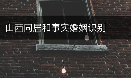 山西同居和事实婚姻识别