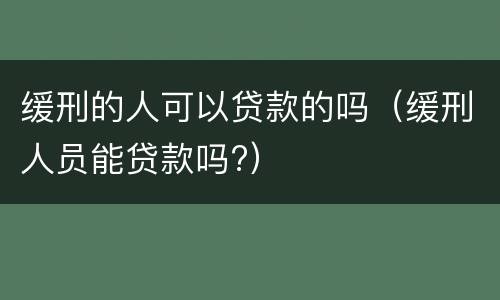 缓刑的人可以贷款的吗（缓刑人员能贷款吗?）
