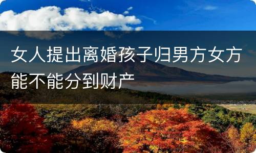 女人提出离婚孩子归男方女方能不能分到财产