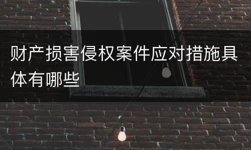 财产损害侵权案件应对措施具体有哪些
