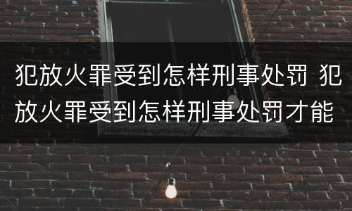 犯放火罪受到怎样刑事处罚 犯放火罪受到怎样刑事处罚才能缓刑