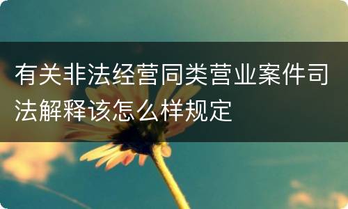 有关非法经营同类营业案件司法解释该怎么样规定