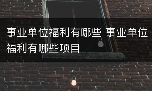 事业单位福利有哪些 事业单位福利有哪些项目