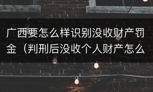 广西要怎么样识别没收财产罚金（判刑后没收个人财产怎么交罚金）