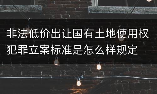 非法低价出让国有土地使用权犯罪立案标准是怎么样规定