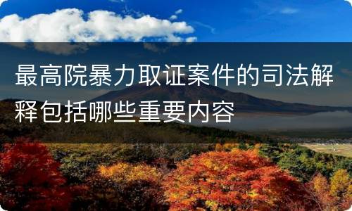 最高院暴力取证案件的司法解释包括哪些重要内容