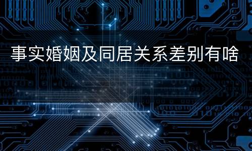 事实婚姻及同居关系差别有啥