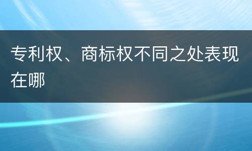 专利权、商标权不同之处表现在哪