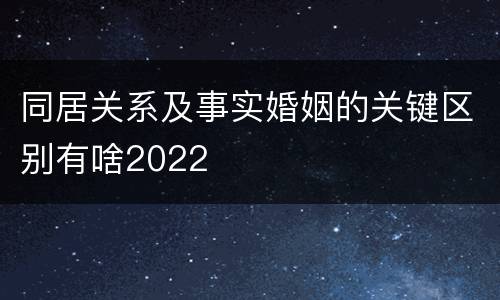 同居关系及事实婚姻的关键区别有啥2022