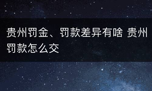 贵州罚金、罚款差异有啥 贵州罚款怎么交