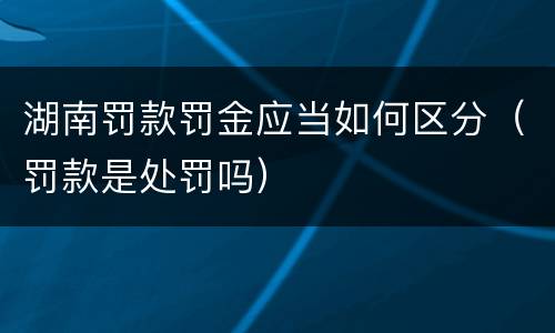 湖南罚款罚金应当如何区分（罚款是处罚吗）
