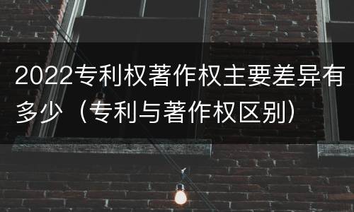 2022专利权著作权主要差异有多少（专利与著作权区别）